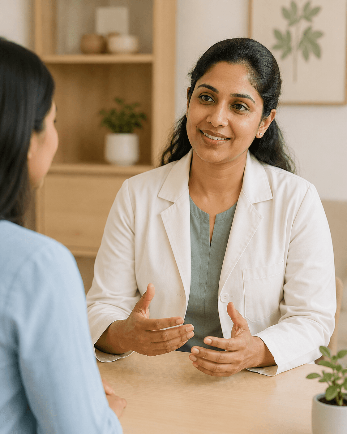 Ayurvedic practitioner in a wellness consultation