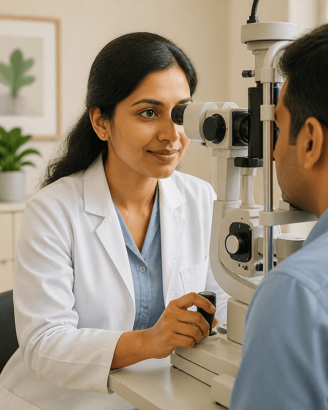 Ophthalmologist carrying out an eye examination