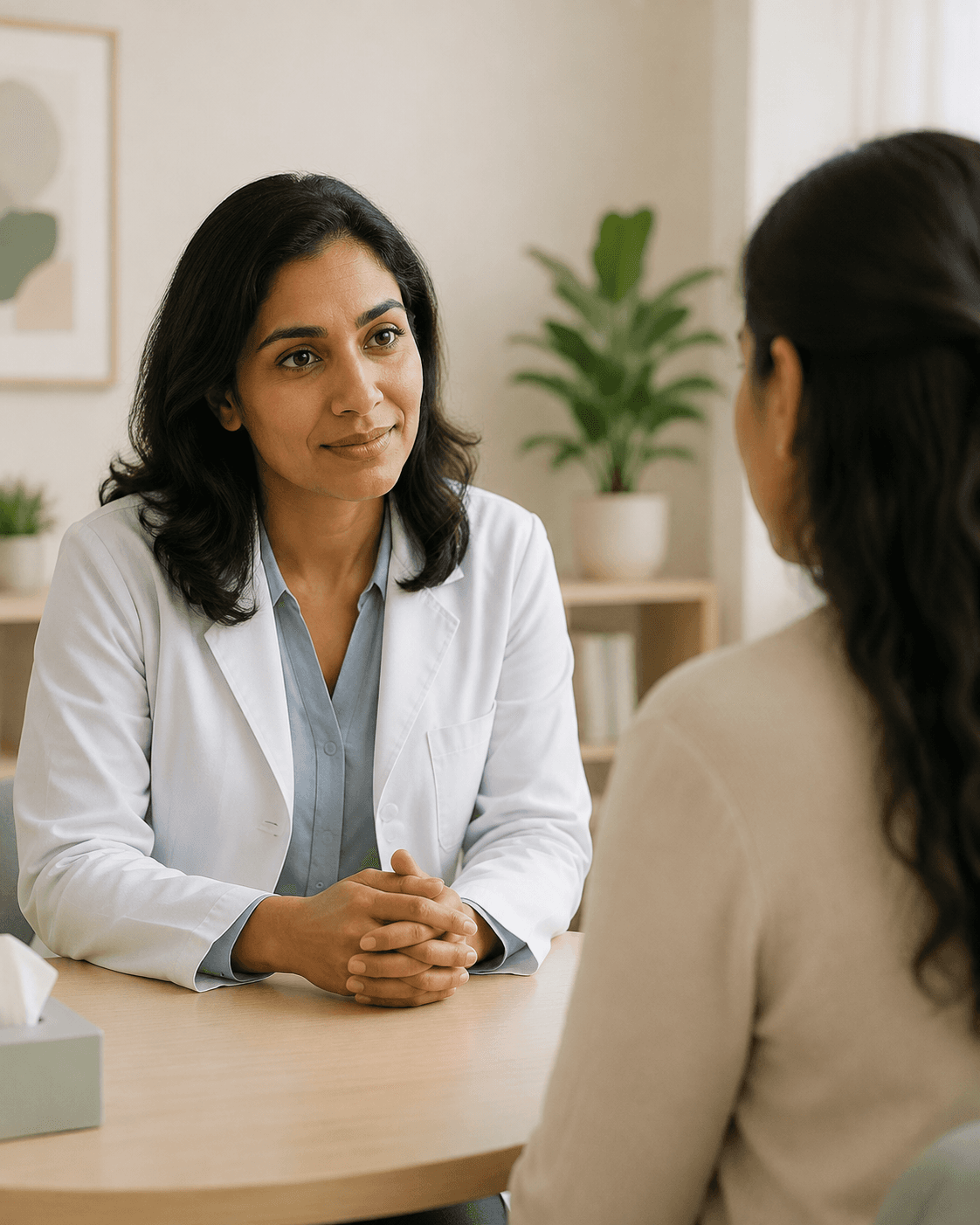 Psychiatrist listening during a consultation